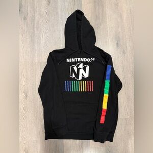 Nintendo 64 Logo Black Pullover Medium Hoodie Retro Gaming